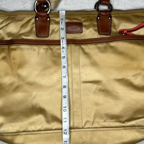 Coach Tote Handbag Hampton Champagne & Red Nylon with Leather Unused - Picture 16 of 16
